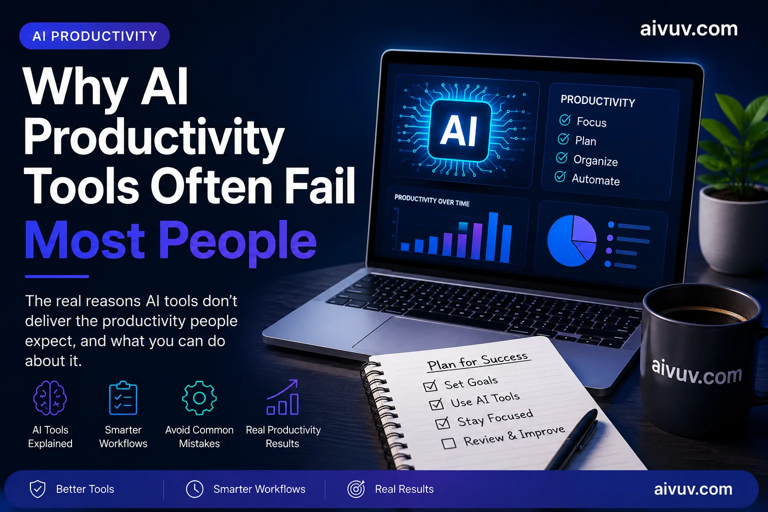 AI productivity workspace with modern automation tools and digital workflow dashboard