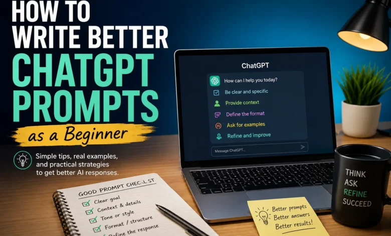 Beginner learning how to write better ChatGPT prompts using practical AI prompting techniques