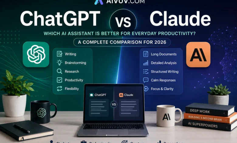 ChatGPT vs Claude comparison for productivity, writing, research, and everyday AI workflows in 2026